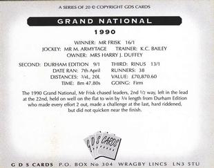2000 GDS Cards Grand National Winners 1976-1995 #1990 Mr. Frisk Back